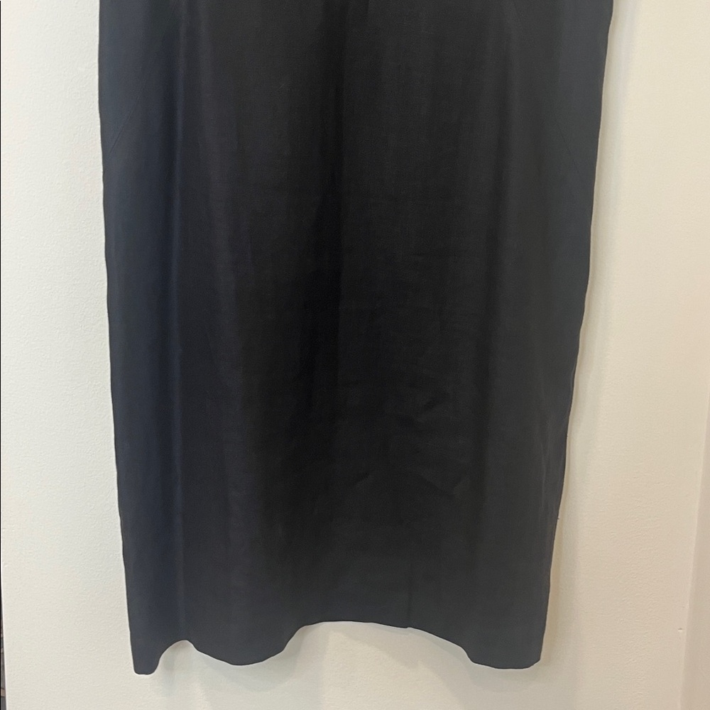 Talbots 100% Irish Linen Midi Sheath Dress Classic V-Neck Black Size 16 - Picture 6 of 16